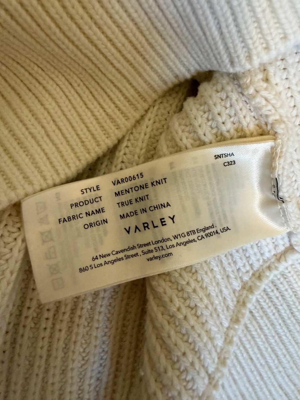 Varley Mentone Half Zip Knit Sweater Pullover Cream Egret Cropped Small - Picture 5 of 9